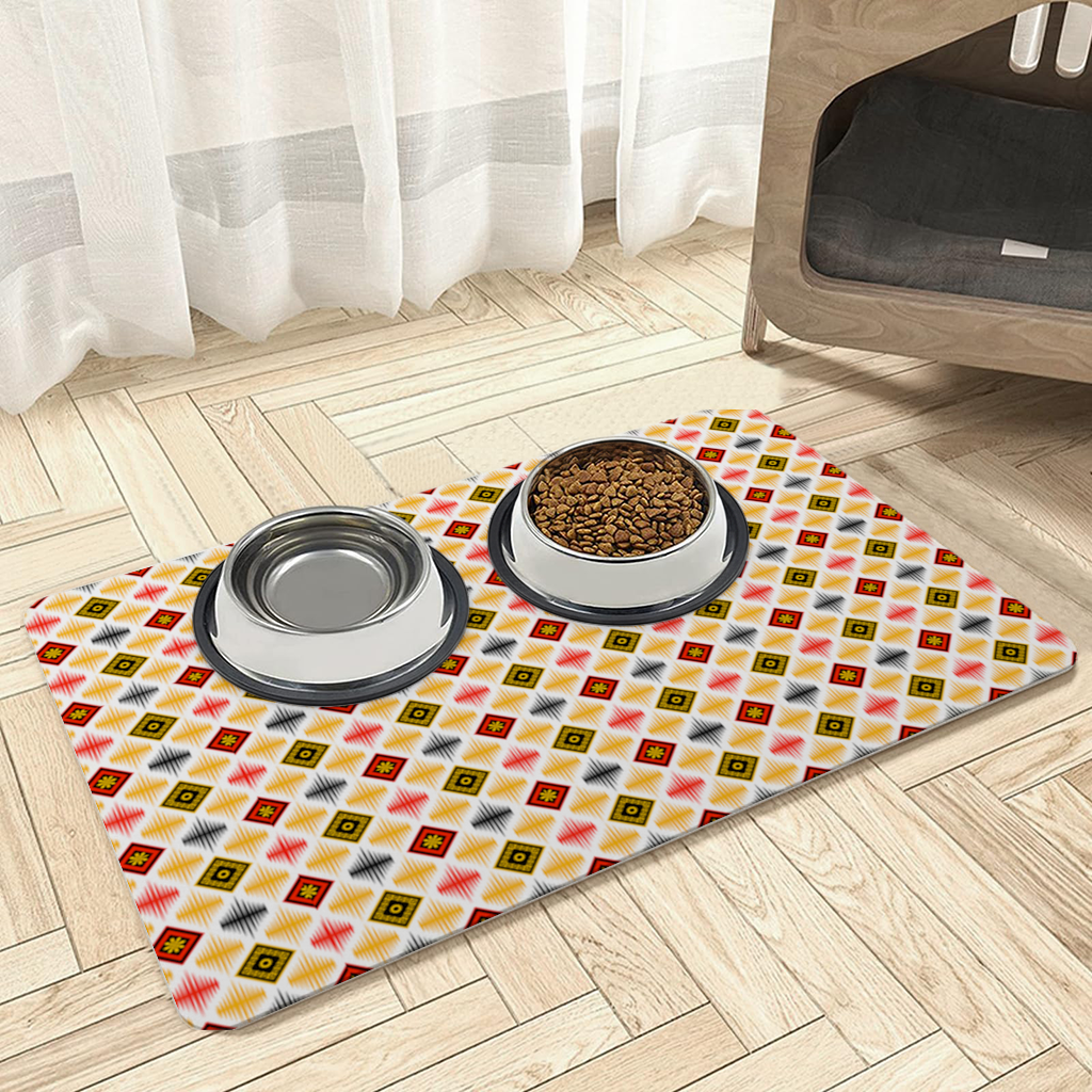 Vibrant Ethnic Geometric Motif Pet Feeding Mat