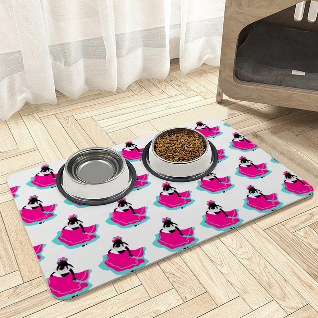 Mexican Folklorico Dancer Silhouette Pet Feeding Mat