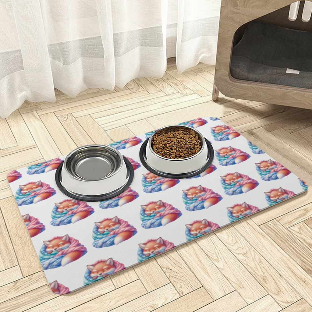 Sleeping Fox Knitted Blanket Pet Feeding Mat