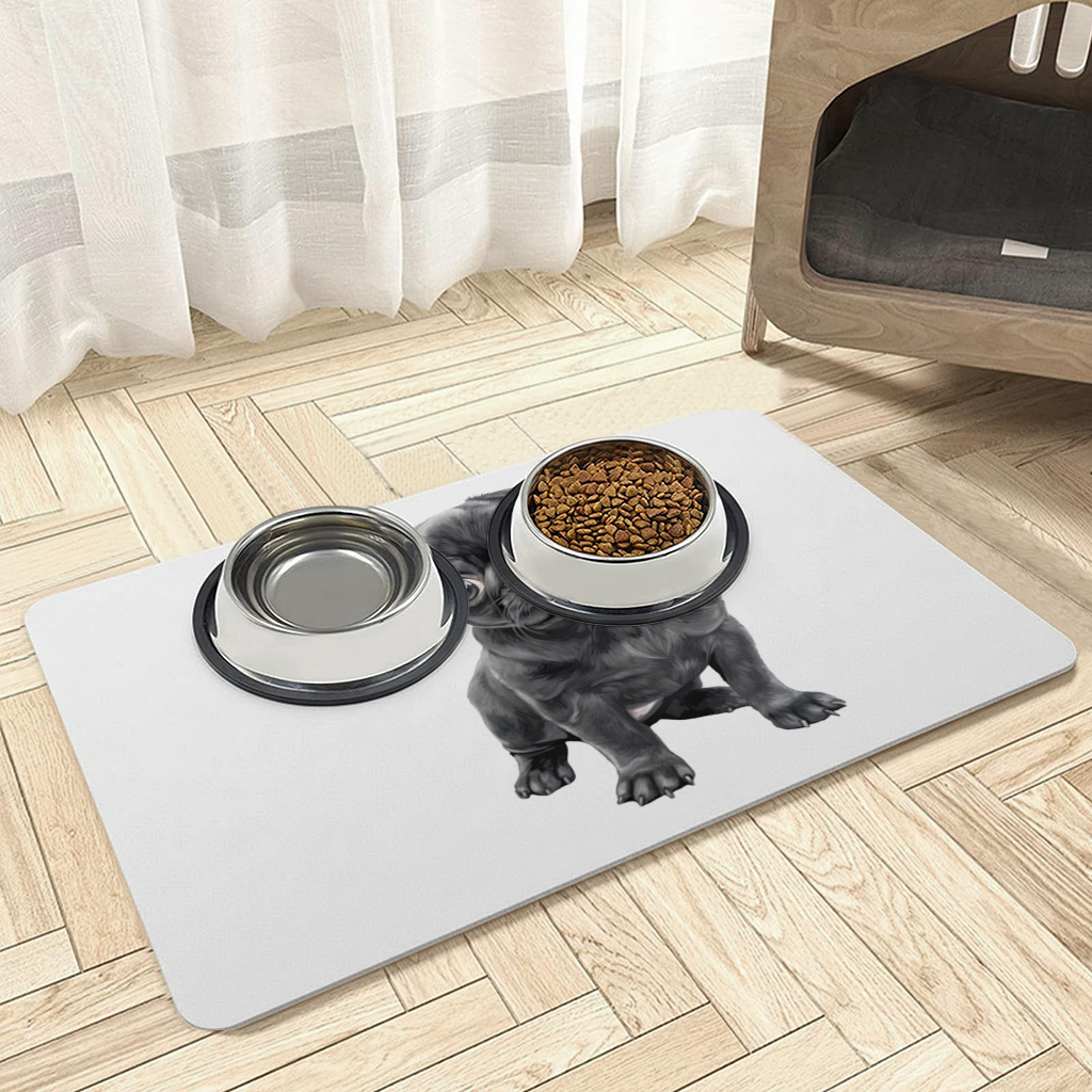 Innocent Black Pug Puppy Pet Feeding Mat