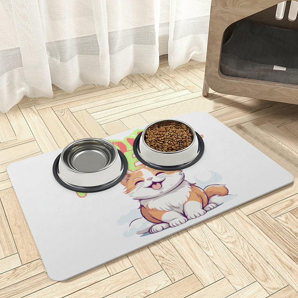 Cute Orange Cat Love Me Pet Feeding Mat