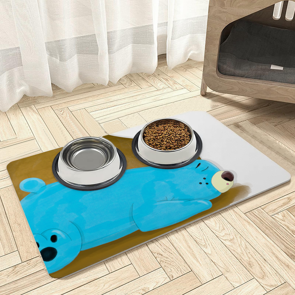 Blue teddy bear Pooli-Fairytale Character Pet Feeding Mat