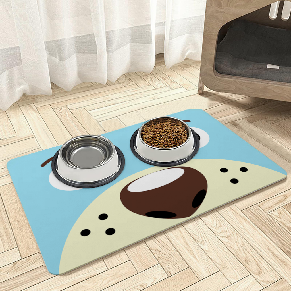 Teddy Bear Pooli-Cute Blue Bear Pooli Face Pet Feeding Mat