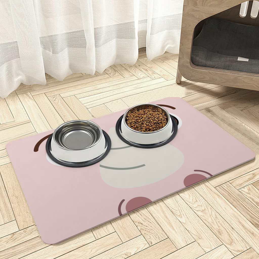 Teddy Bear Pooli-Cute Pink Rhino Gogo Face Pet Feeding Mat