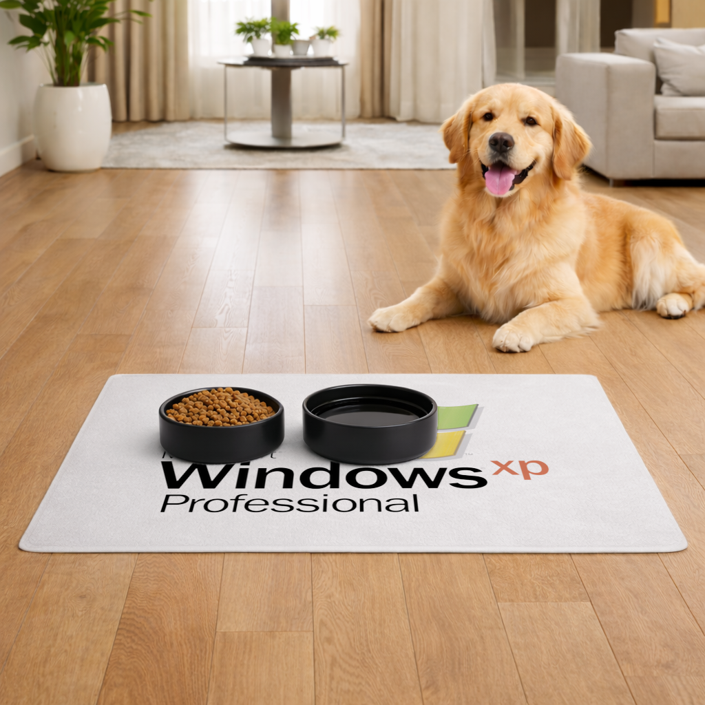Dijital Nostalji İkonik Windows XP Logosu Evcil Hayvan Besleme Matı