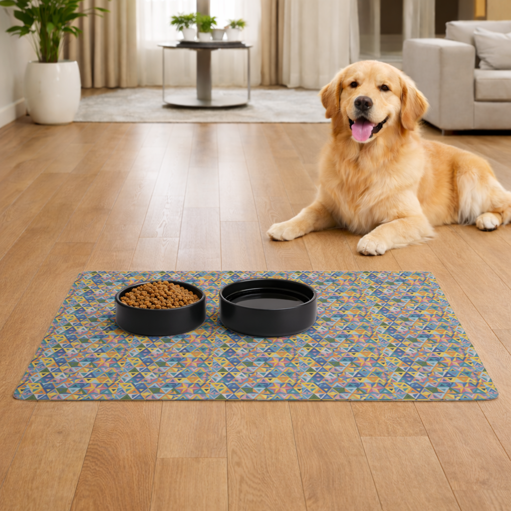 Rainbow triangle pattern Pet Feeding Mat