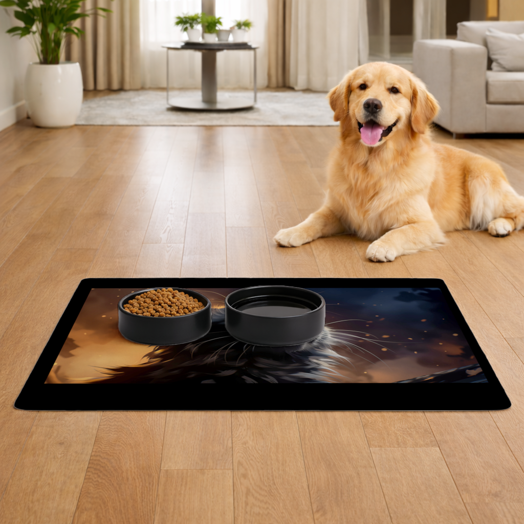Siyah Kedi Dijital Sanat Evcil Hayvan Besleme Matı