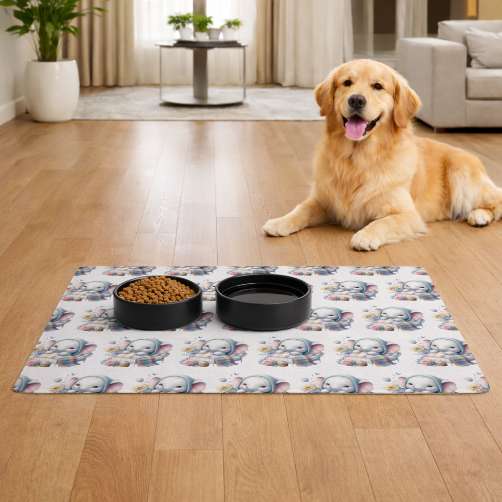 Sleeping Baby Elephant in Bed Pet Feeding Mat