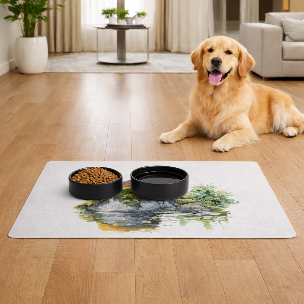 Orange Baltimore Oriole Bird Pet Feeding Mat