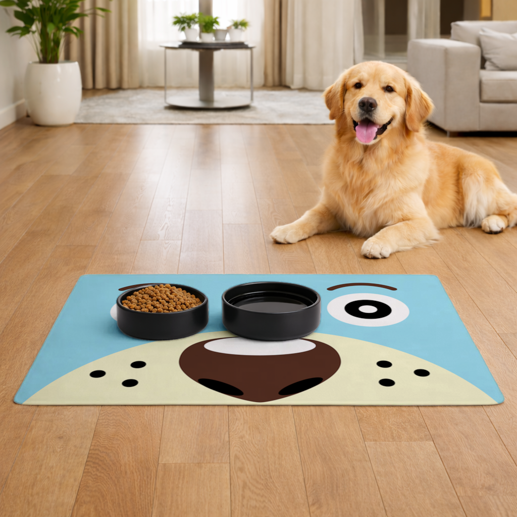 Teddy Bear Pooli-Cute Blue Bear Pooli Face Pet Feeding Mat