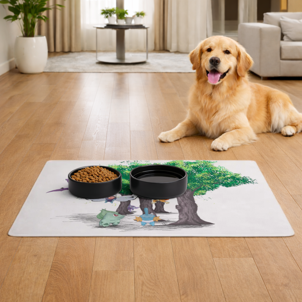 Fanmade Fakemon Characters, happy friends, anime characters Pet Feeding Mat