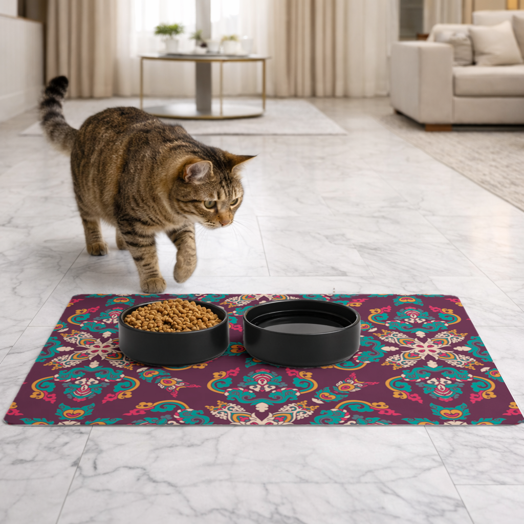 Colorful Ottoman Inspired Mandala Pattern Pet Feeding Mat
