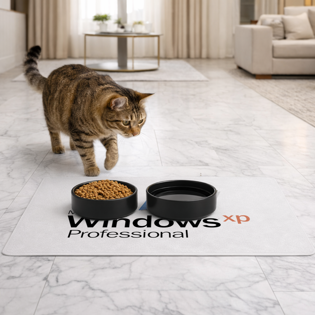 Dijital Nostalji İkonik Windows XP Logosu Evcil Hayvan Besleme Matı