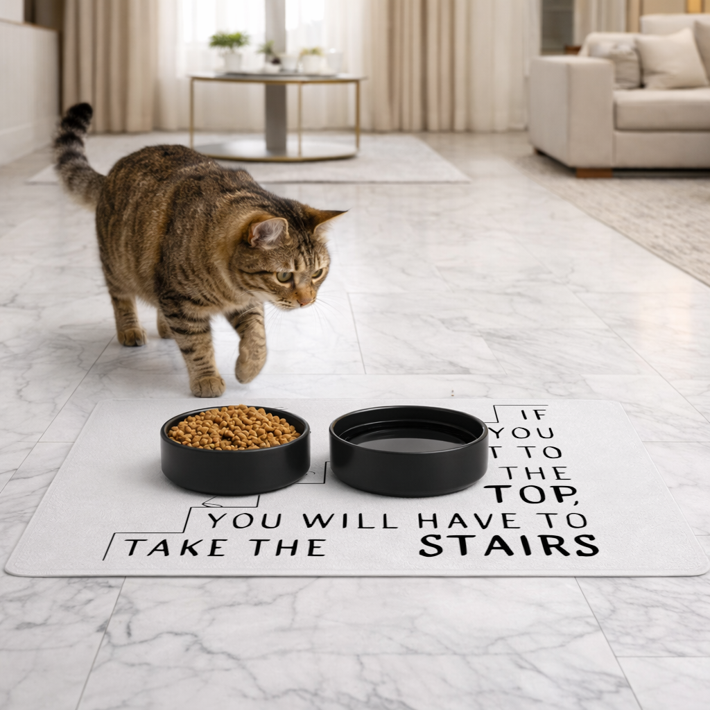 If you want to get to the top, you will have to take the stairs. Pet Feeding Mat