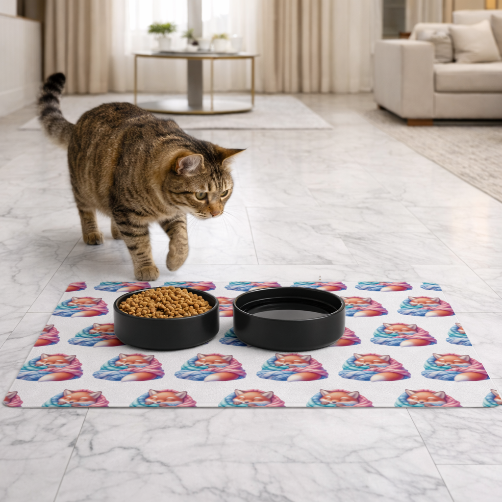 Sleeping Fox Knitted Blanket Pet Feeding Mat