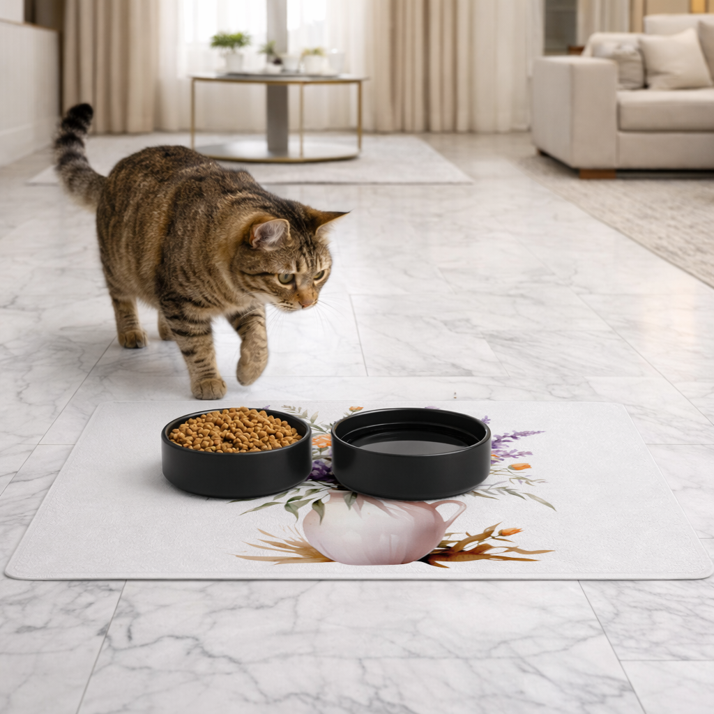 Cottagecore Wildflower Pitcher Pet Feeding Mat