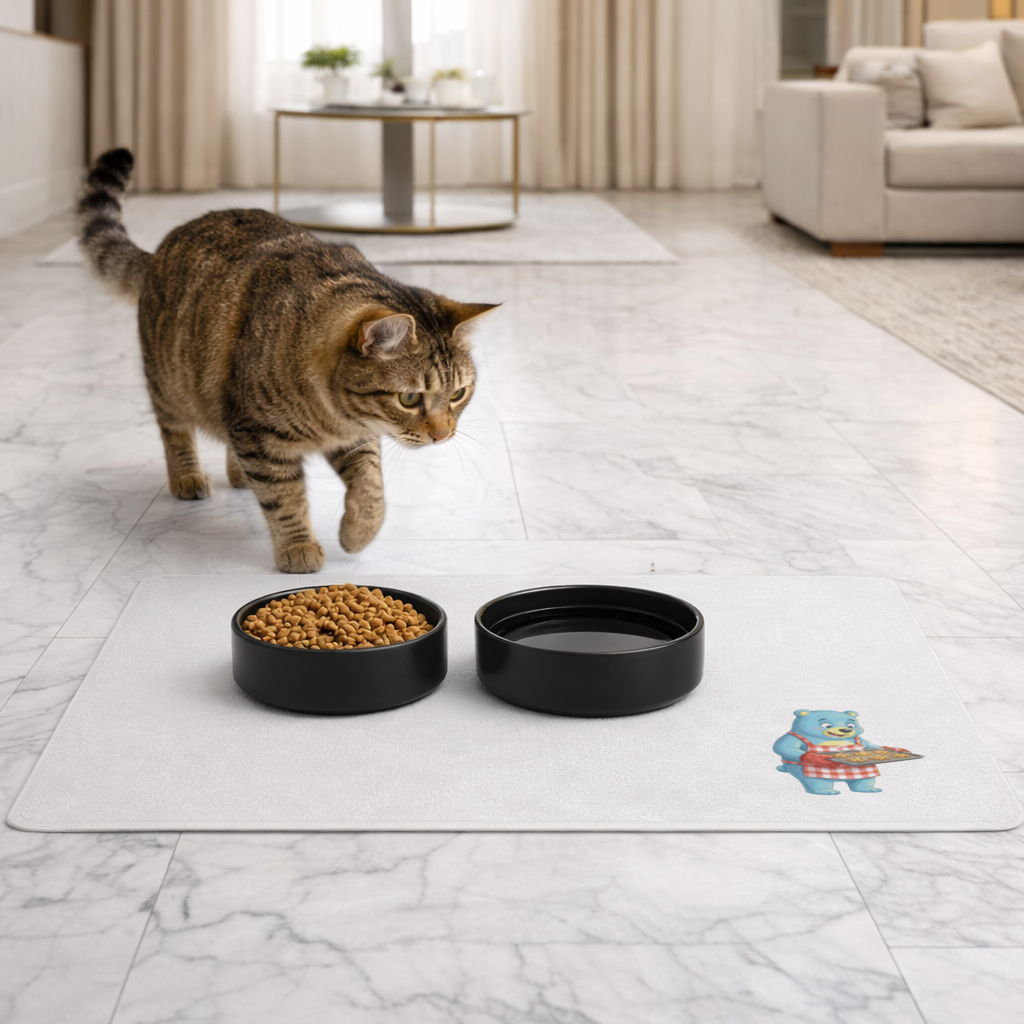 Blue Bear Pooli-Bakery-Cartoon character Pet Feeding Mat