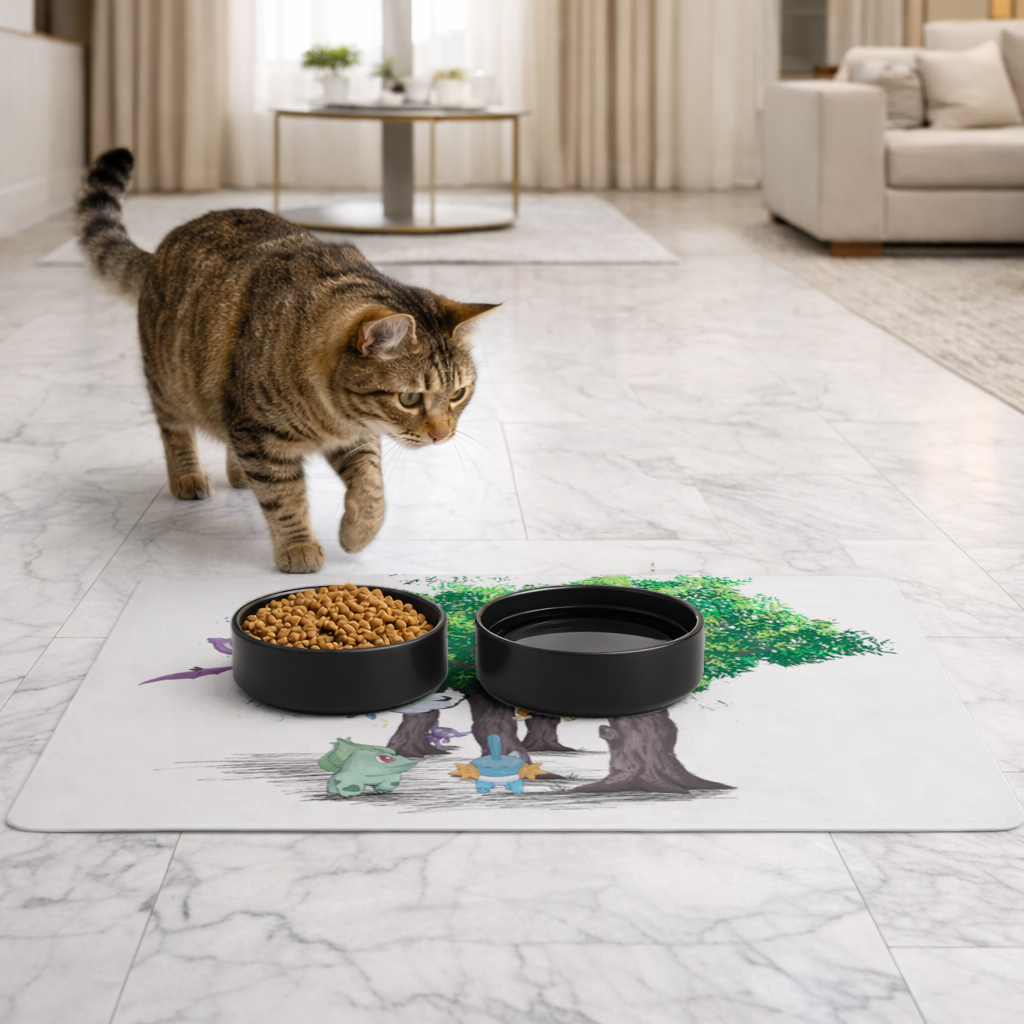 Fanmade Fakemon Characters, happy friends, anime characters Pet Feeding Mat