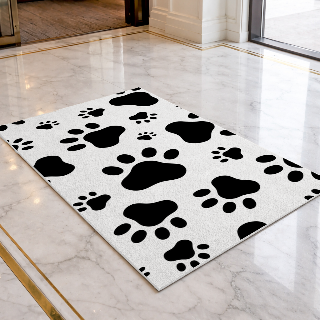 Black and White Paw Pattern Design Doormat