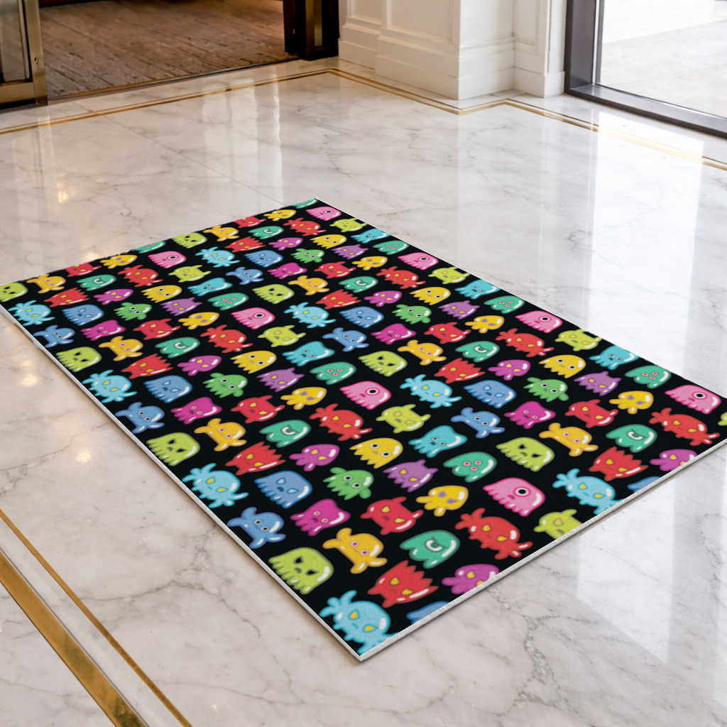 Cute Colorful Monsters Seamless Pattern Doormat