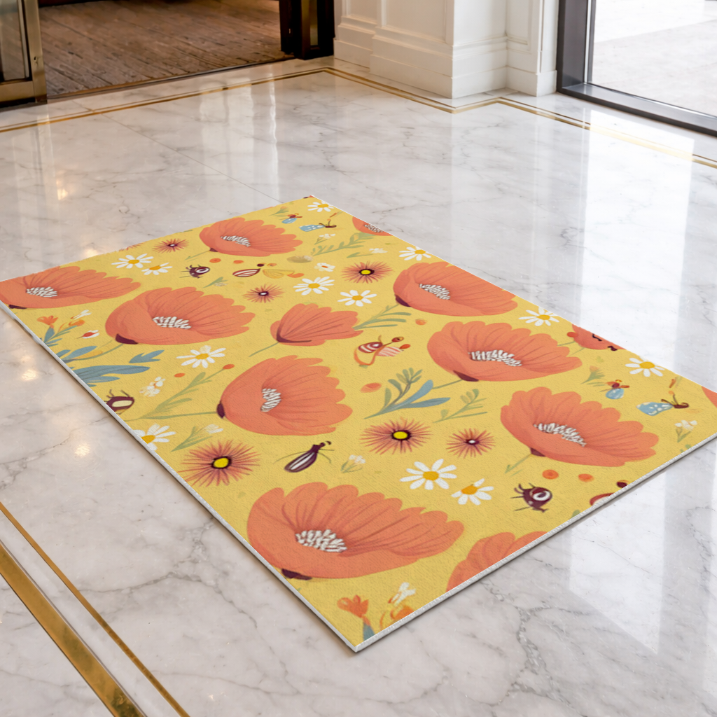 Floral Insect Pattern Colorful Design Doormat