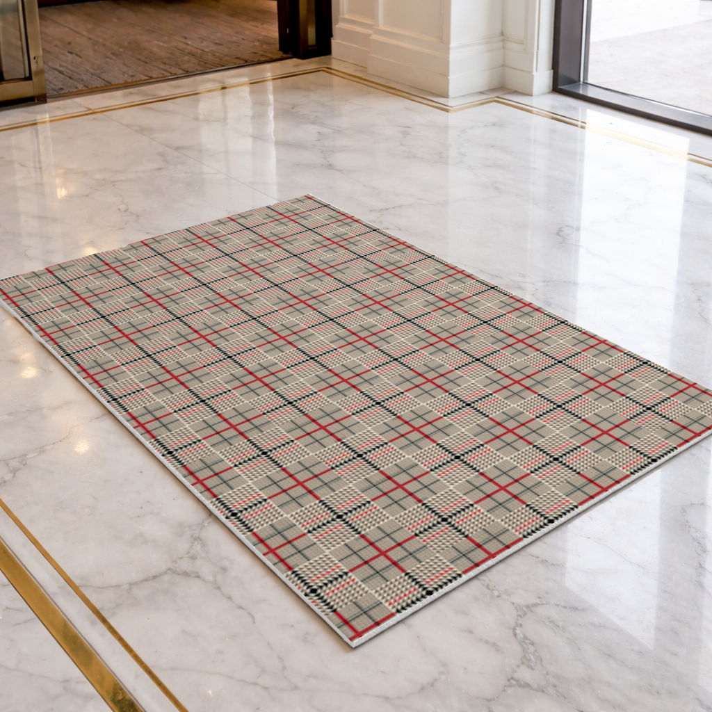 Red Black Geometric Tribal Pattern Doormat