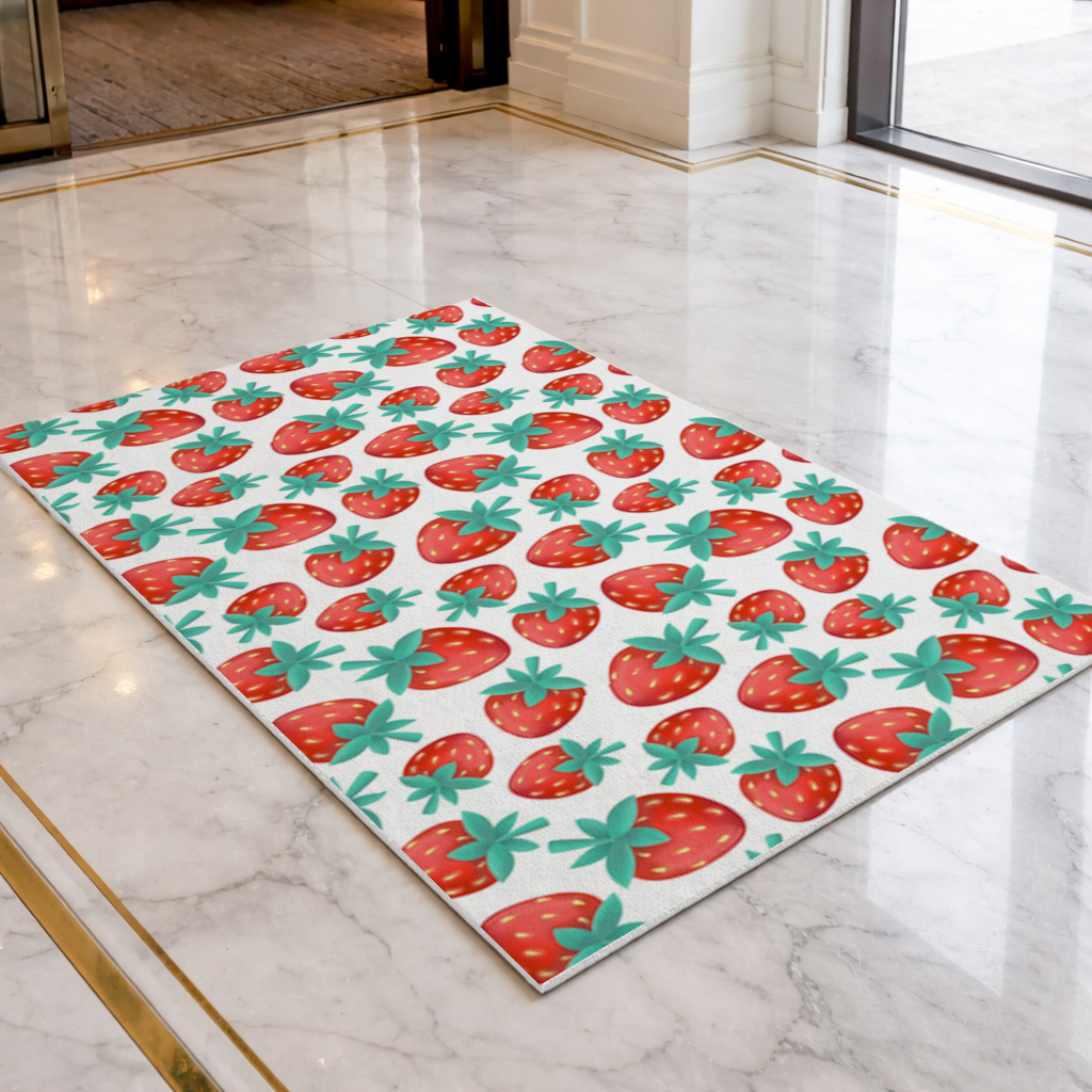 Vibrant Red Strawberry Summer Pattern Doormat