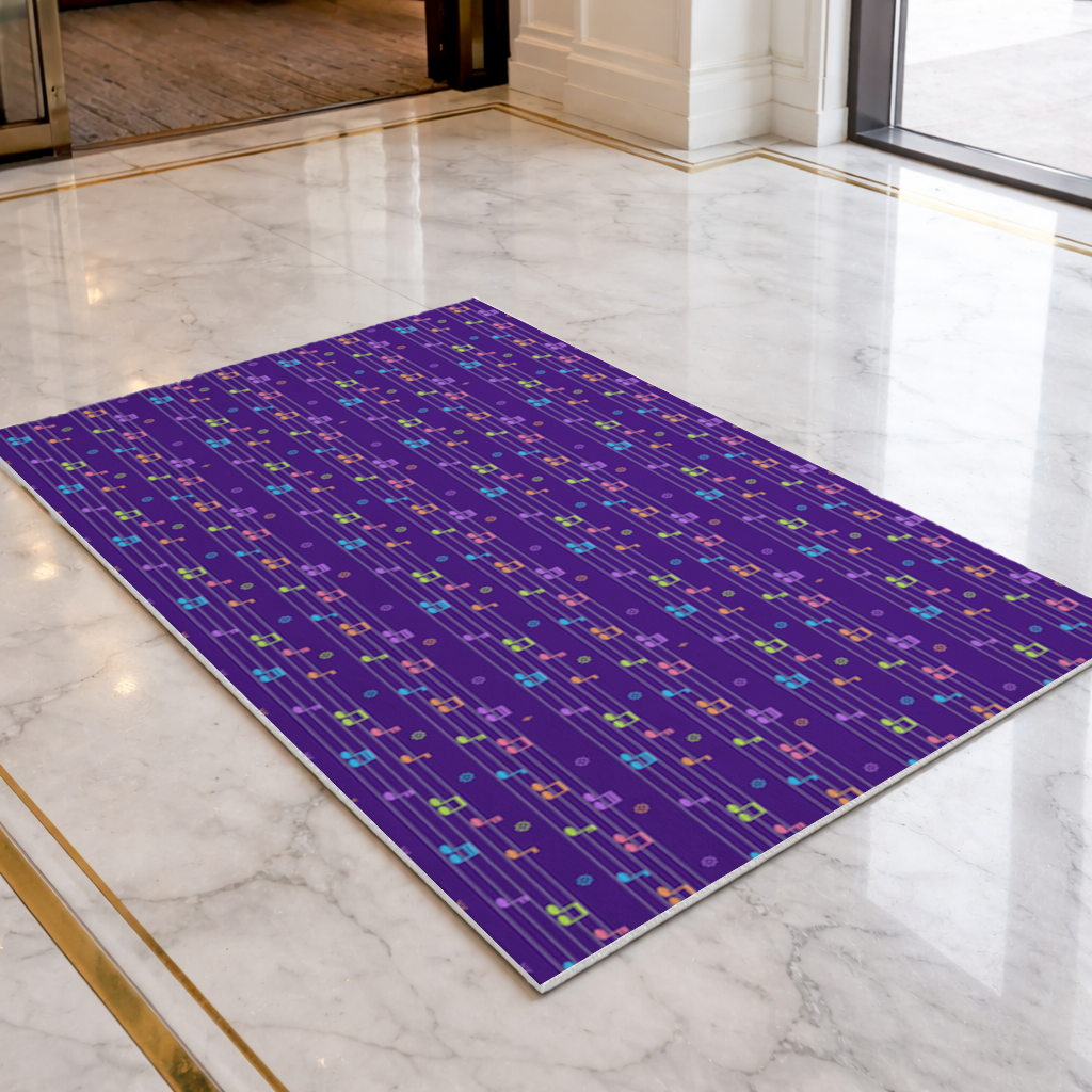 Colorful Music Notes and Modern Rhythm Seamless Pattern Doormat