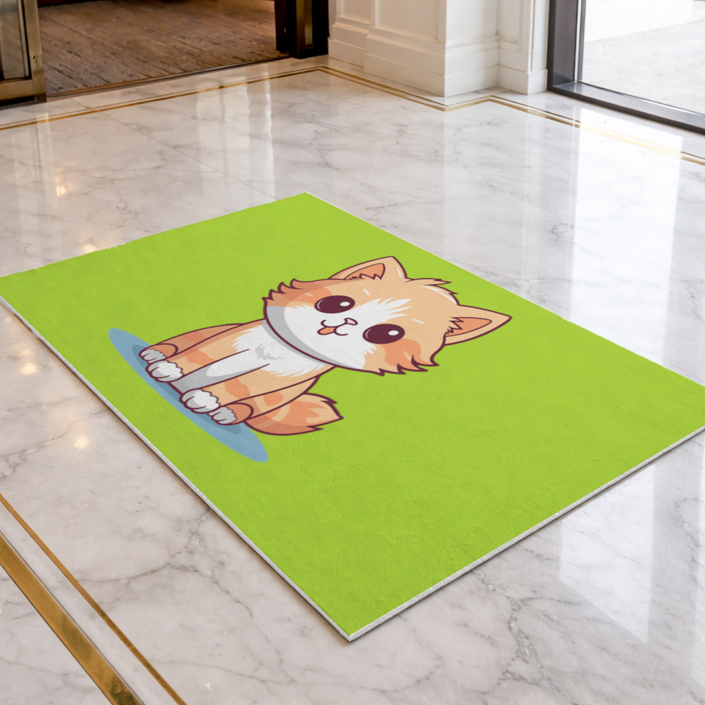 Cute Orange Cat Illustration Doormat