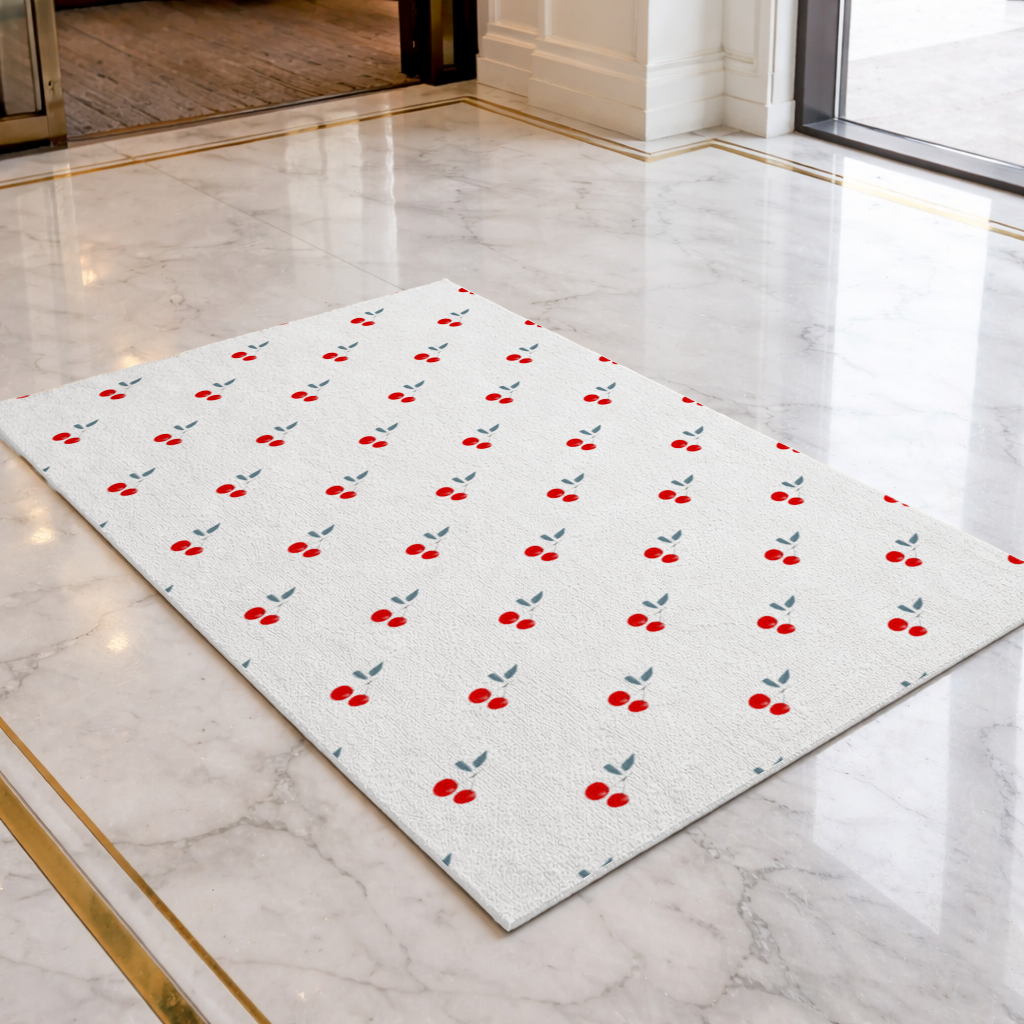 Minimal Cherry Repeat Pattern Background Doormat