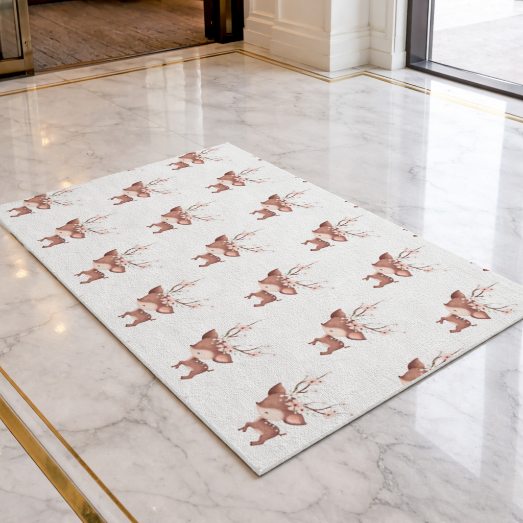 Cute Baby Deer with Floral Antlers Doormat