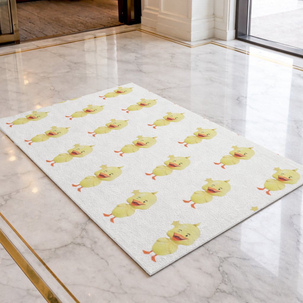 Cheerful Winking Yellow Duck with Star Doormat
