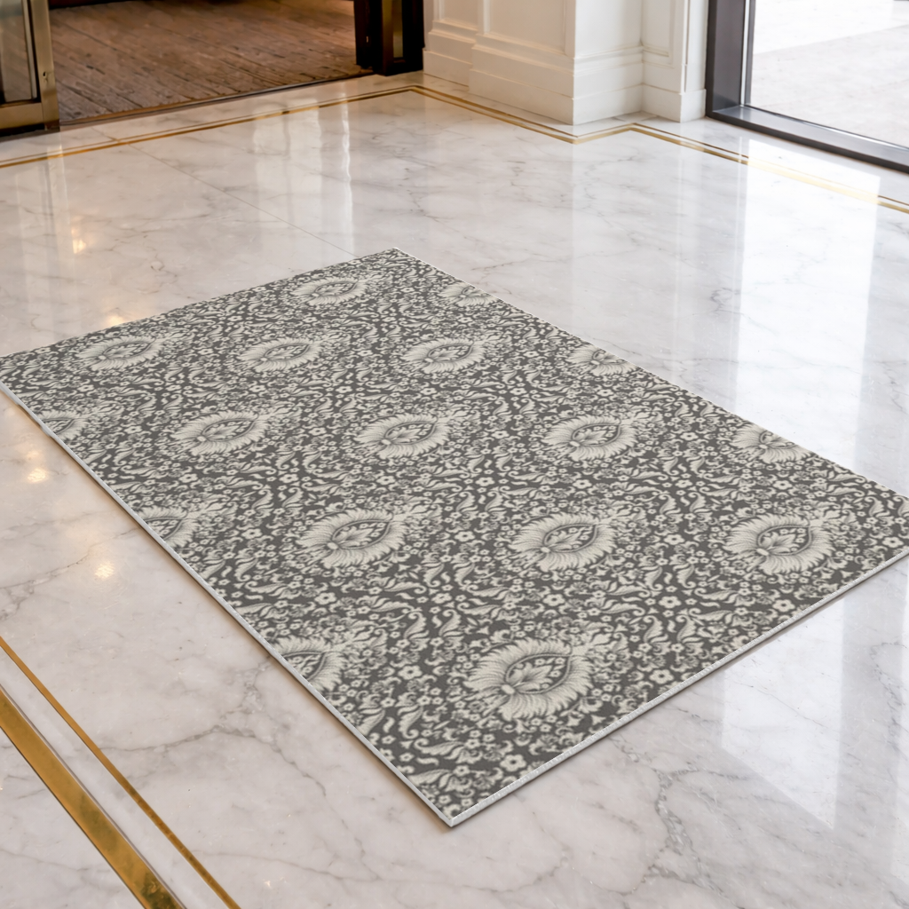 Classic Vintage Damask Floral Pattern Doormat