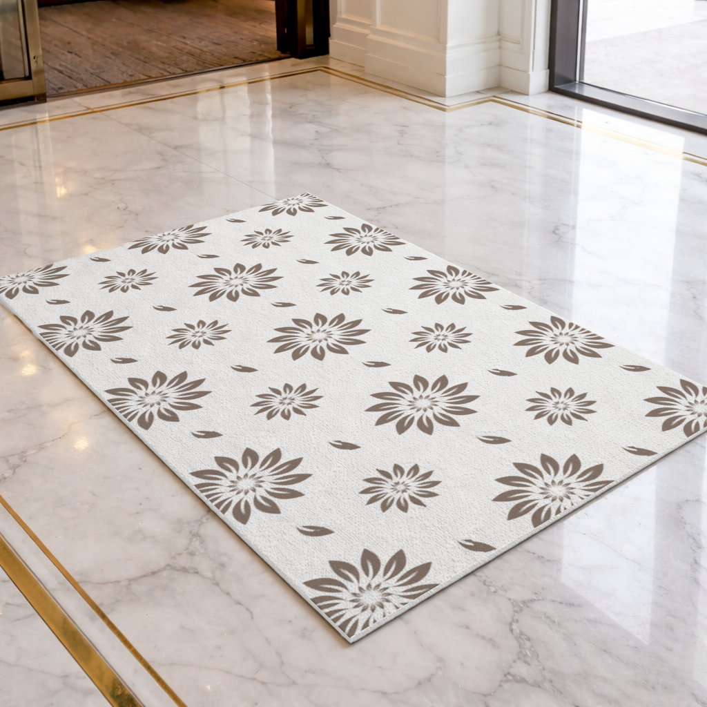 Minimalist Modern Brown Floral Pattern Doormat