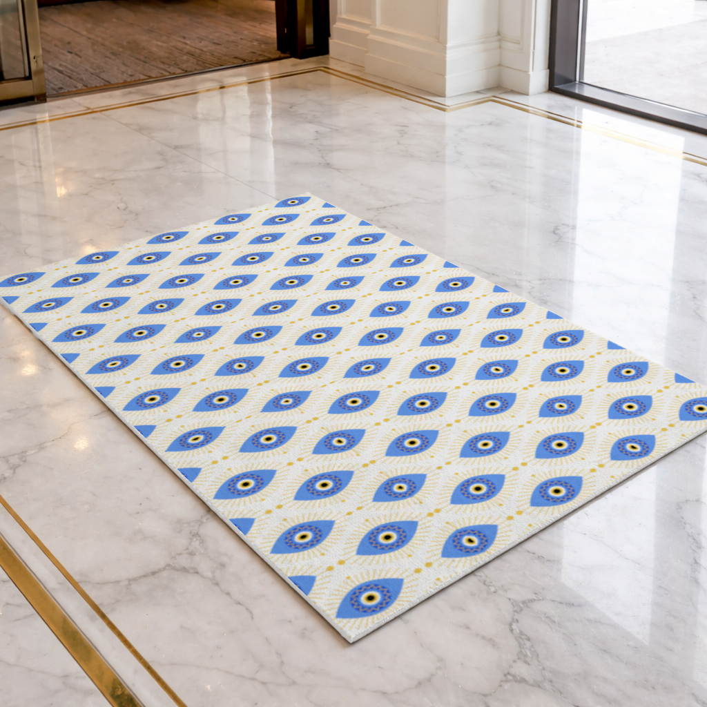 Modern Evil Eye Pattern with Sunburst Rays Doormat