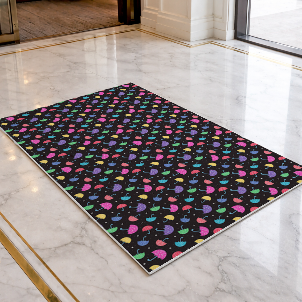 Colorful Heart Umbrellas Pattern Doormat
