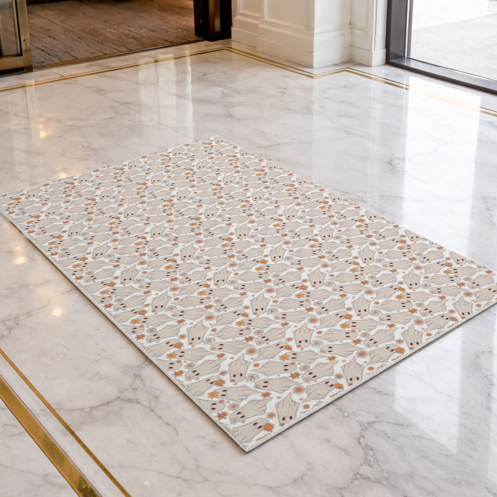 Retro Floral Cute Ghost Seamless Pattern Doormat