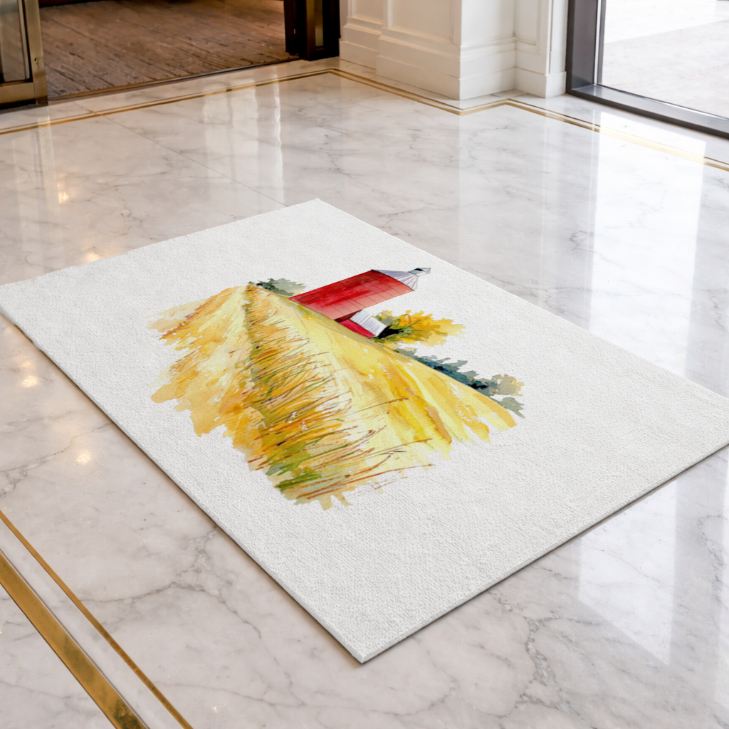 Red Farm Silo and Golden Wheat Field Doormat