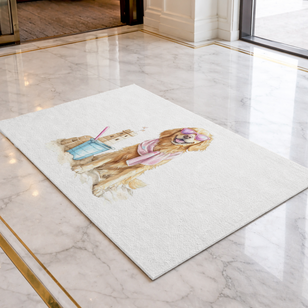 Beach Golden Retriever Pink Sunglasses Doormat