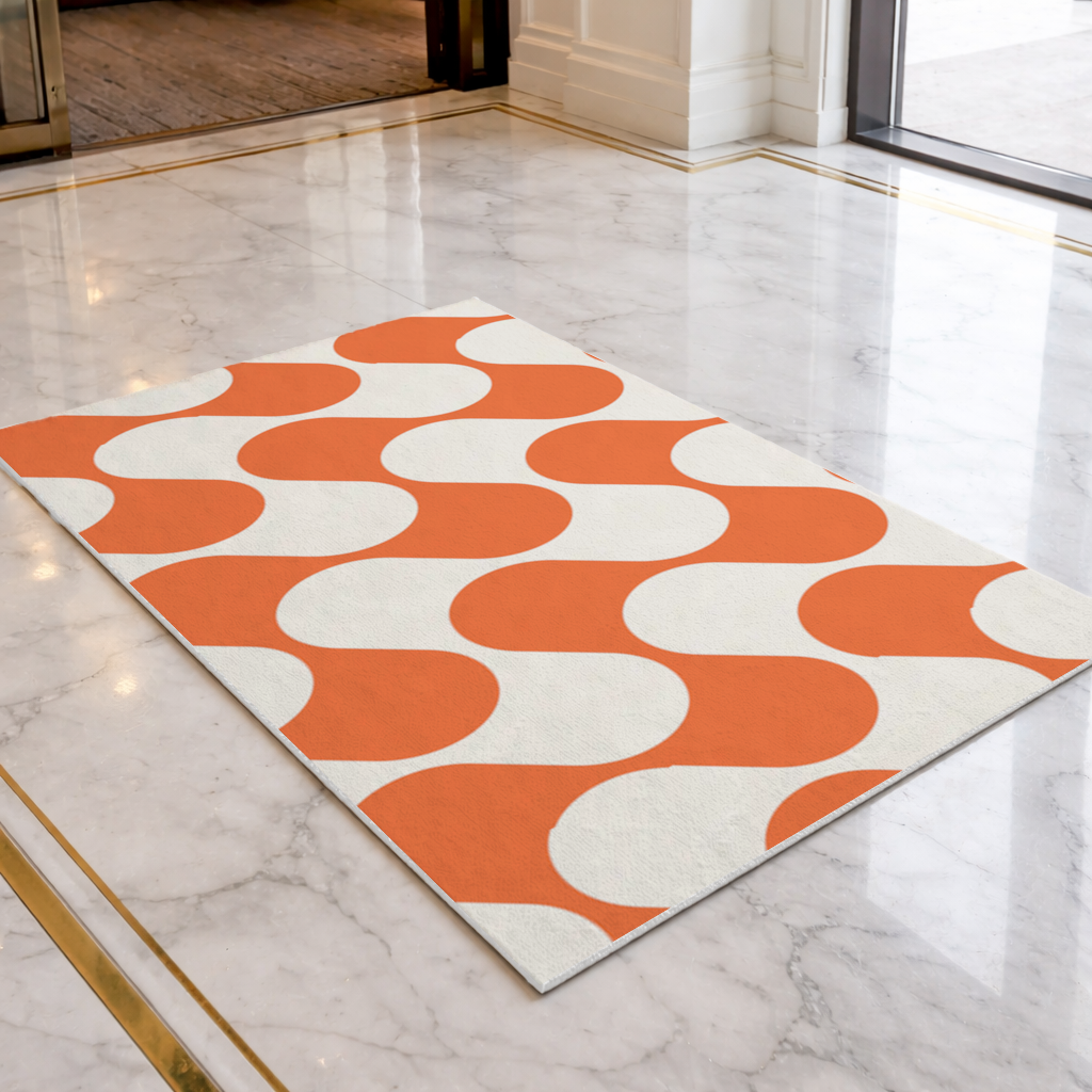 Retro 70s Orange Cream Groovy Curves Doormat