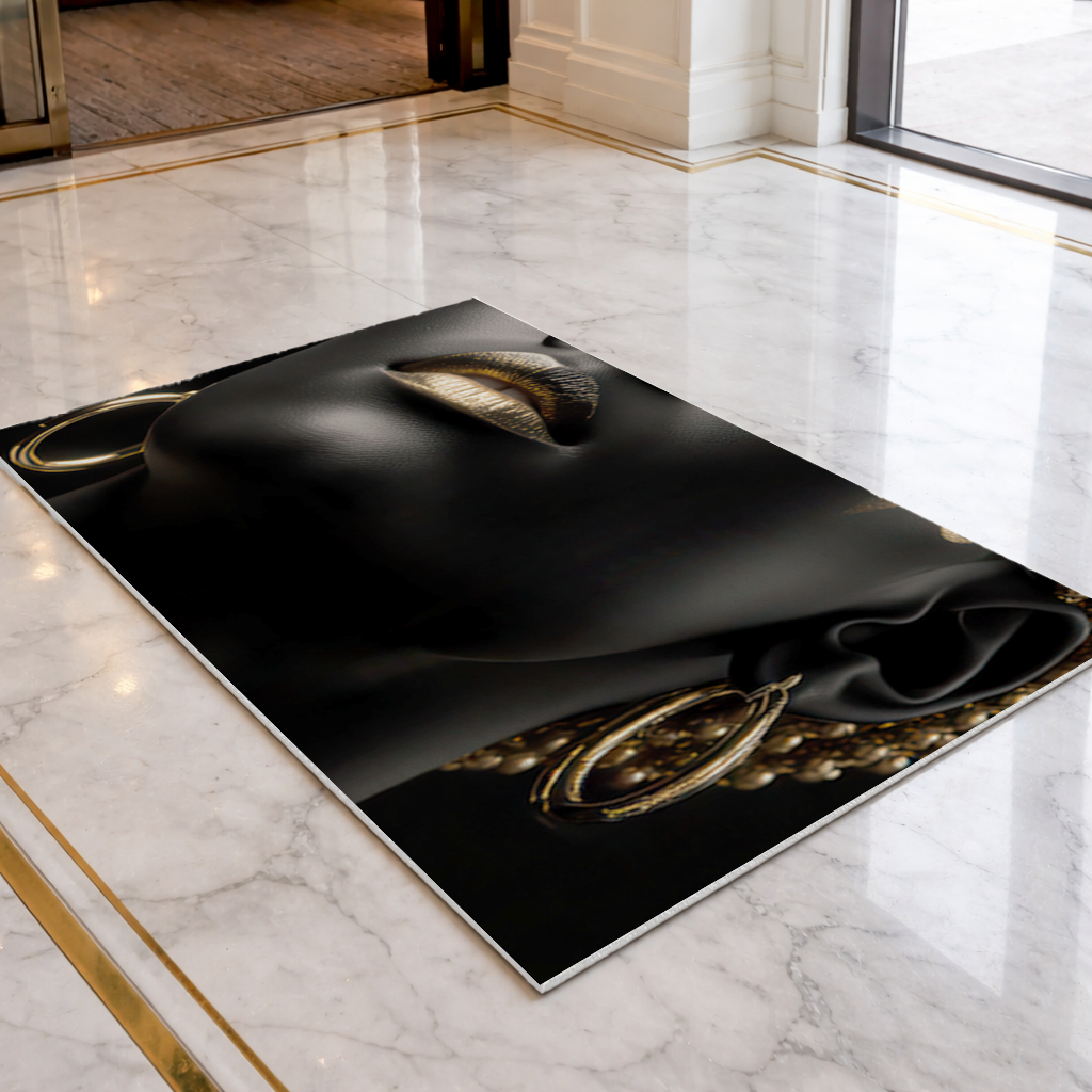 Gold Afrofuturistic Black Woman Doormat