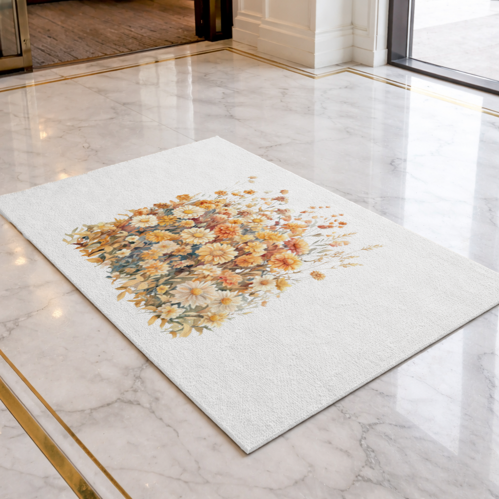 Watercolor Orange Wildflowers Doormat