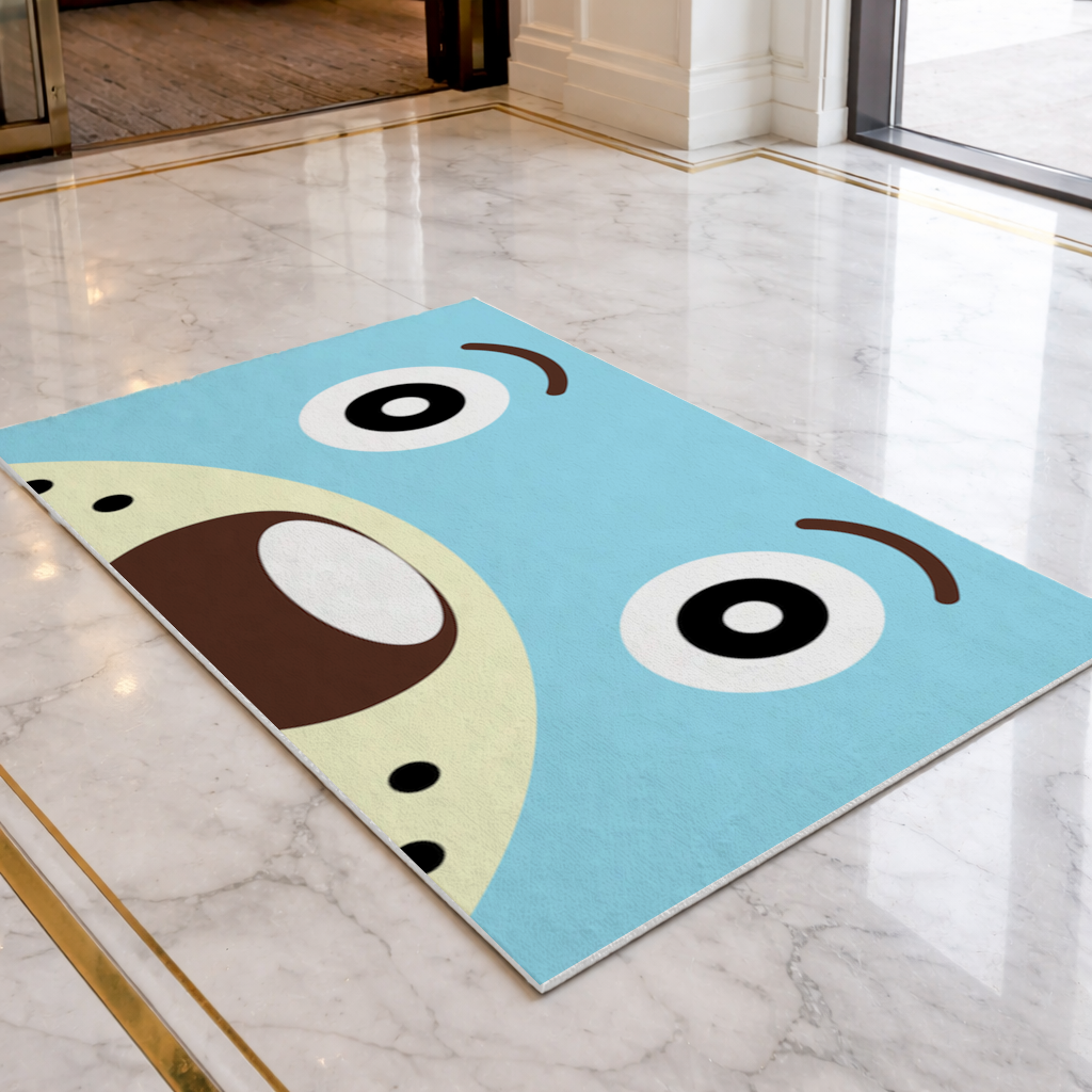 Teddy Bear Pooli-Cute Blue Bear Pooli Face Doormat