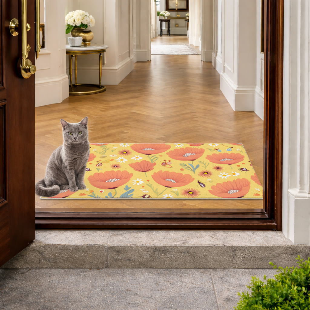 Floral Insect Pattern Colorful Design Doormat