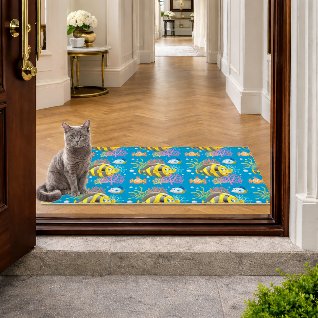 Colorful Tropical Fish and Coral Reef Pattern Doormat