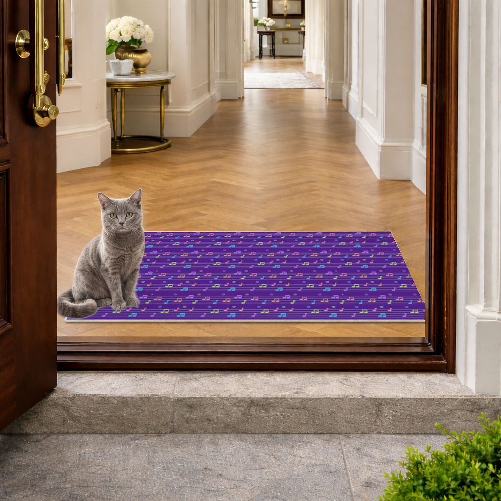 Colorful Music Notes and Modern Rhythm Seamless Pattern Doormat