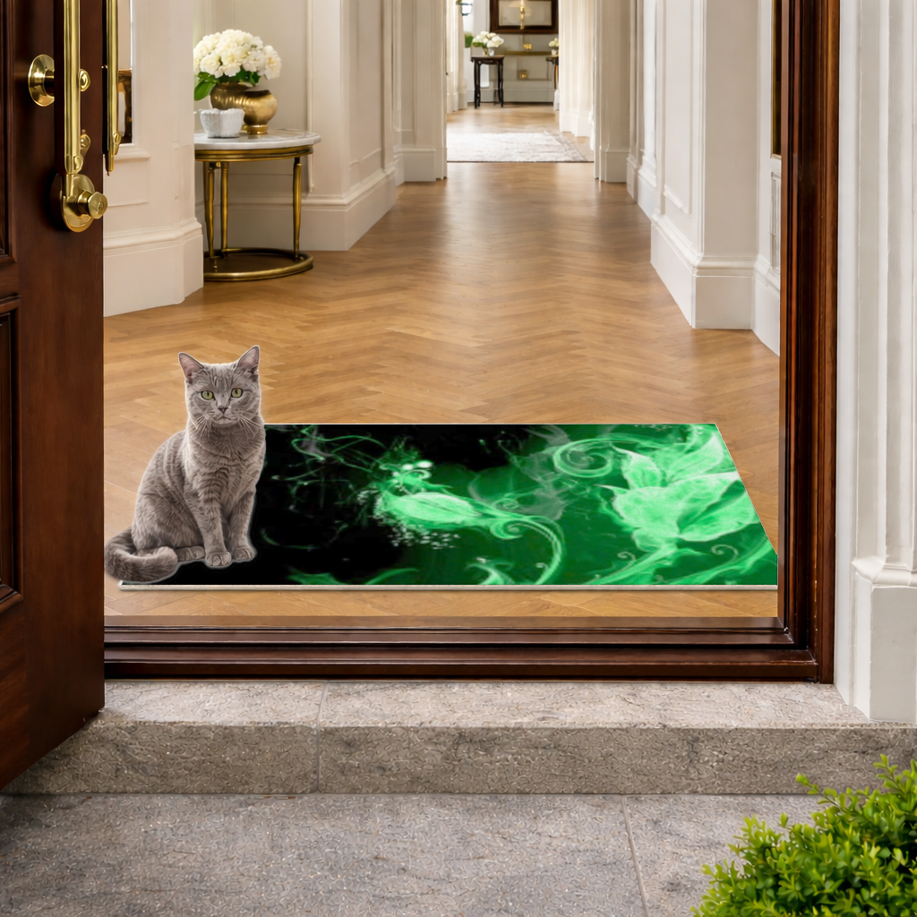 Green and black smokes Doormat
