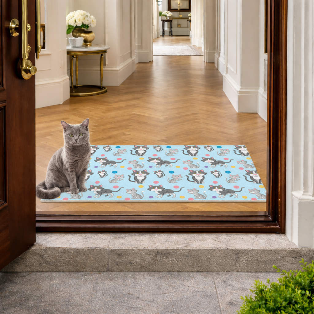 cat repeat pattern Doormat