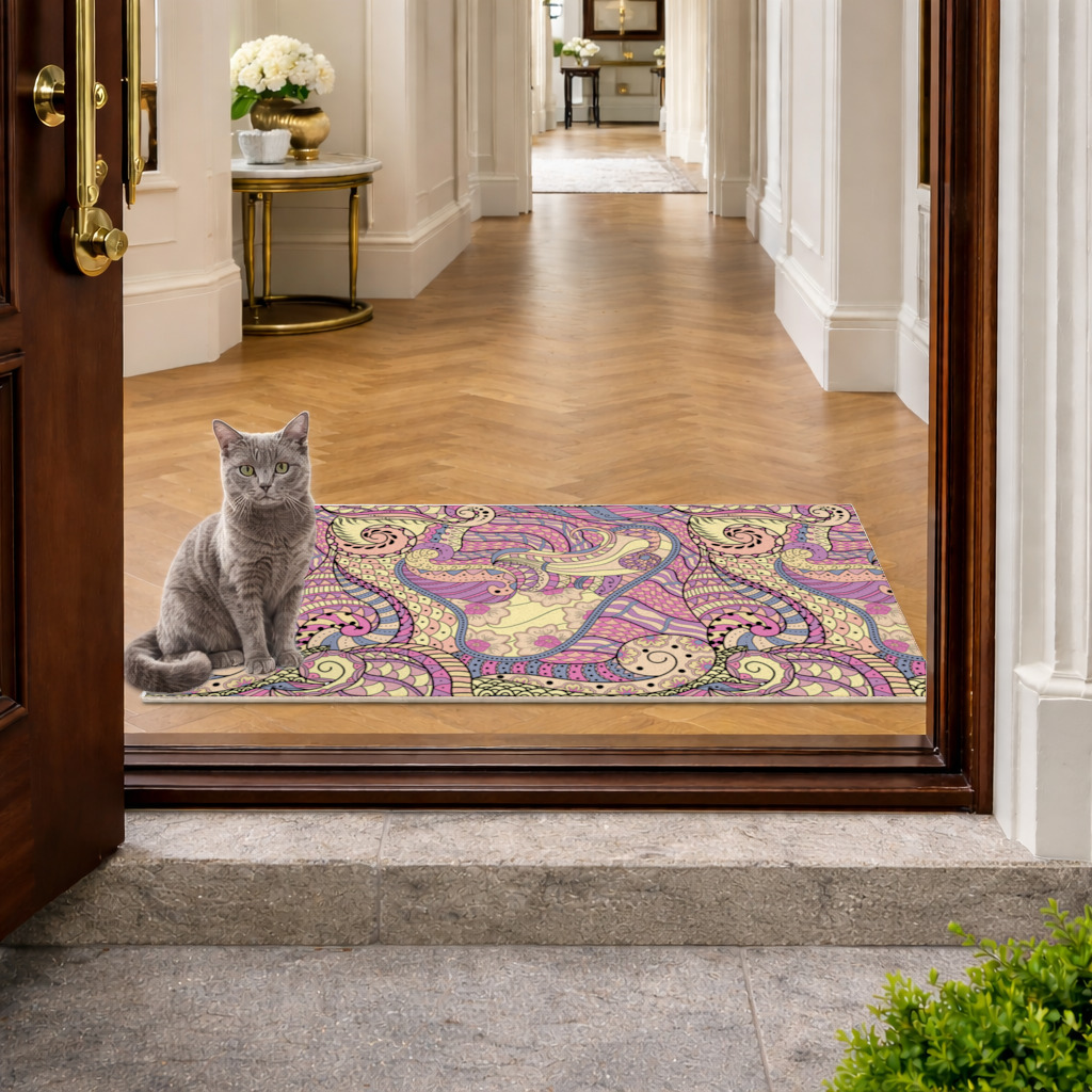 Psychedelic Zentangle Floral Doormat
