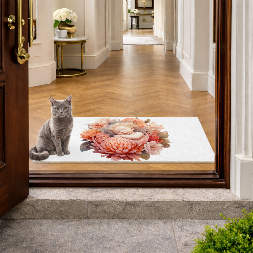 Ethereal Cottagecore Sleeping Baby Doormat